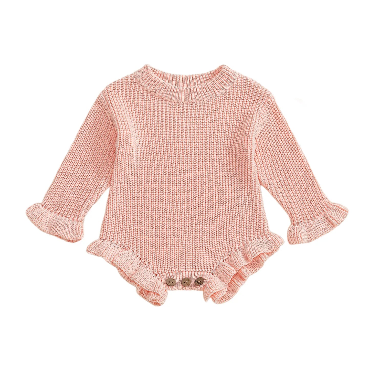 Infant Knitted Bodysuit with Ruffled Sleeves - Boutique-Style Baby Top — view 8 of baby bodysuits