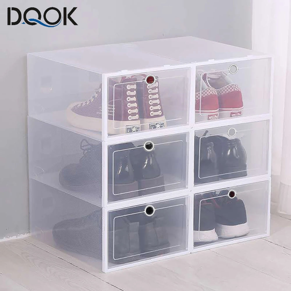 Transparent Shoe Storage Boxes — 6-Pack Foldable Stackable Organizers — view 1 of shoe accessories