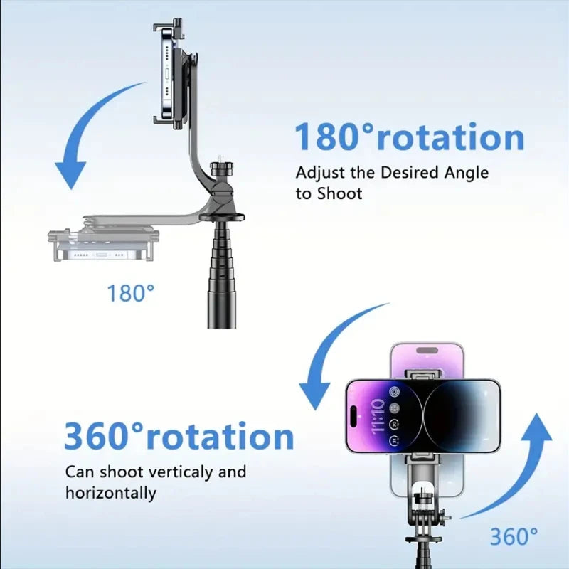 W&O C01 Telescopic Selfie Stick Tripod – Wireless Phone Stand Monopod for iPhone & Android