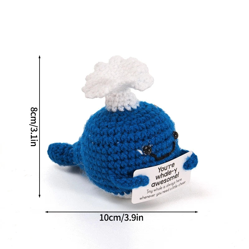 Home Decor Hand-Woven Crochet Ornament — Funny Vegetable Animal Doll with Hugging Card, Positive Energy Desk Accent & Gift