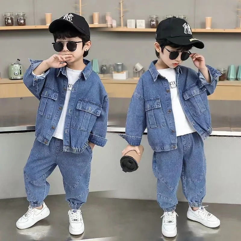 Baby Boy Boutique Clothing Set Fashion Boys Denim Jacket and Pants 2 Pcs Outfits Spring Autum Kids Bebes Girls Suits 2-10 Years