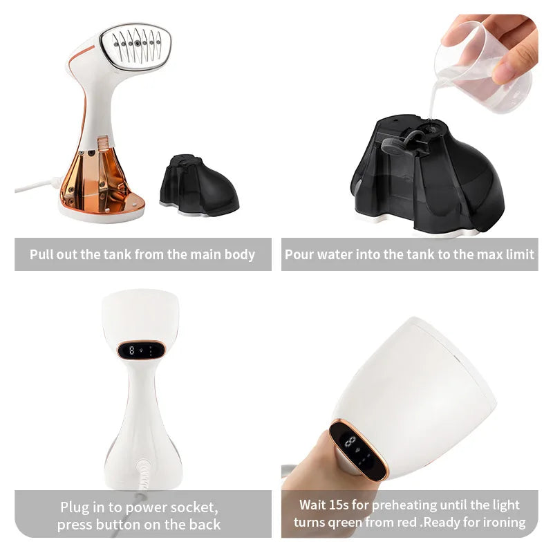 Tinsol 1800W Handheld Clothes Steamer – 15s Fast Heat, Touch Screen, 320ml Tank, 3 Gears — view 3 of home & kitchen