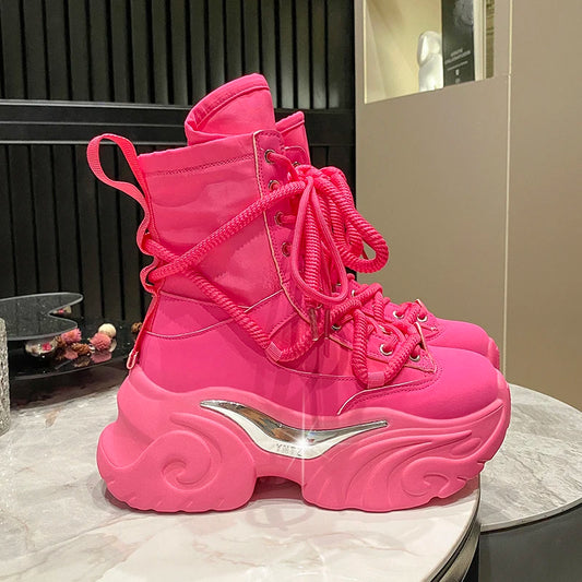 Chunky Platform Ankle Boots — Breathable High-Top Sneaker Booties 7.5 cm — view 1 of boots