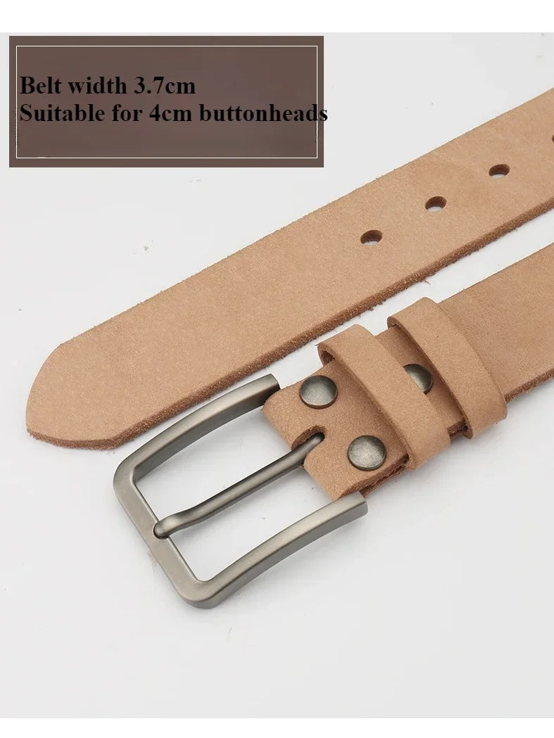 Belts Genuine Whole-Cowhide Men's Leather Belt — Trimmed-Edge Heritage Retro Style — view 2 of belts