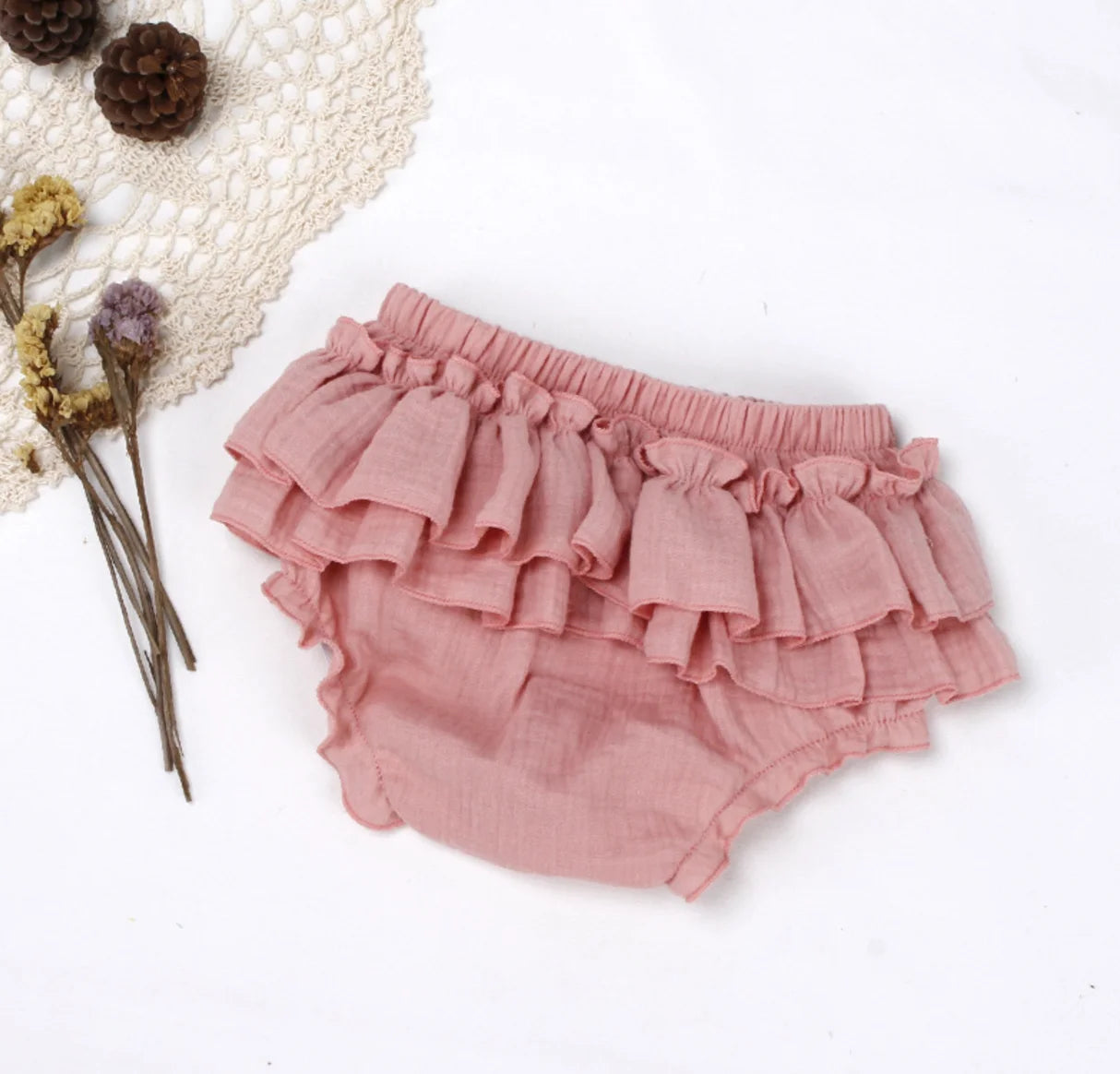 Baby Girls Double-Layer Ruffle Bloomer - Muslin Cotton Tutu Diaper Cover — view 11 of baby bottoms