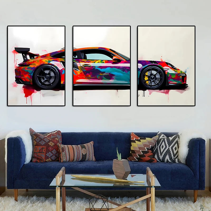3-Piece Supercar Canvas Poster Set &mdash; Famous Sports Cars Wall Art for Boys&rsquo; Room &amp; Home — view 5 of wall art & prints