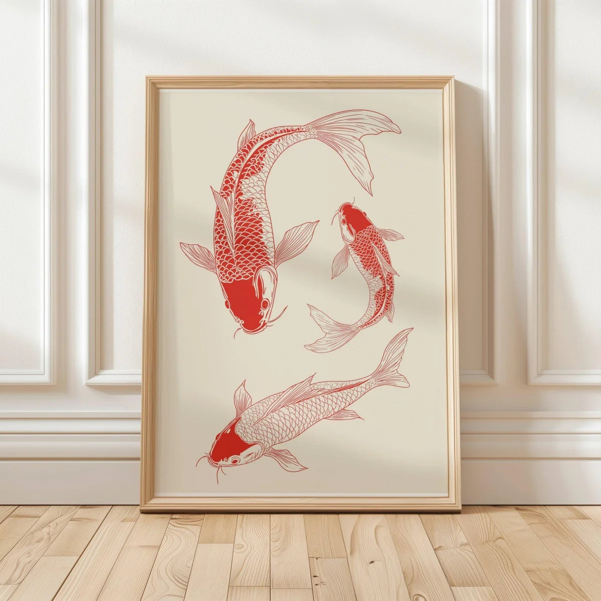 Japanese Red Koi Fish Canvas Poster &mdash; Modern Minimalist Wall Art for Bedroom &amp; Kitchen — view 16 of wall art & prints