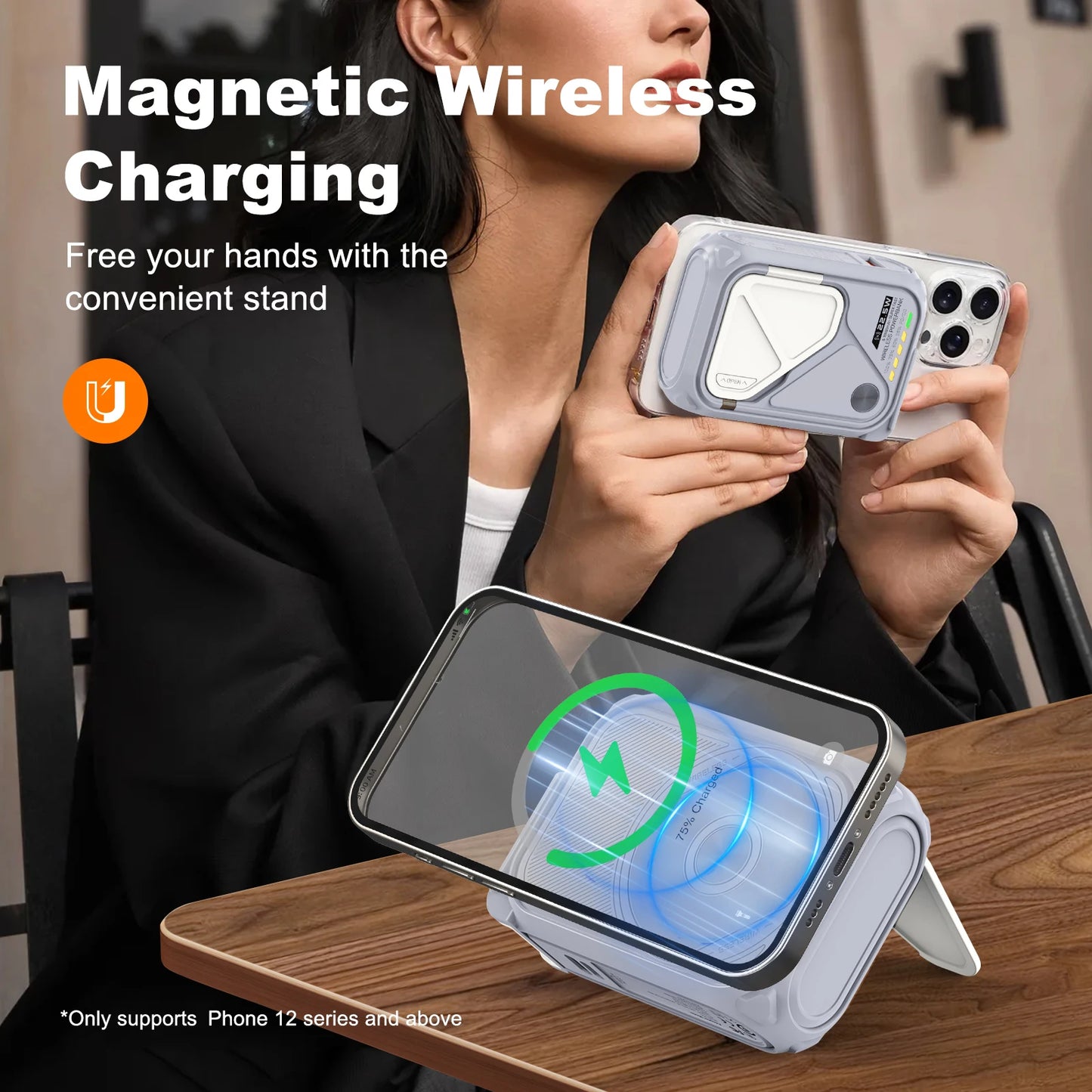 PD 22.5W 10000mAh Magnetic Wireless Power Bank — Detachable USB-C Cable — view 6 of power banks