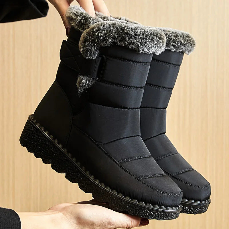 Women's Boots 2025 Trend — Low-Heel Waterproof Fur Snow Ankle Boots — view 6 of boots