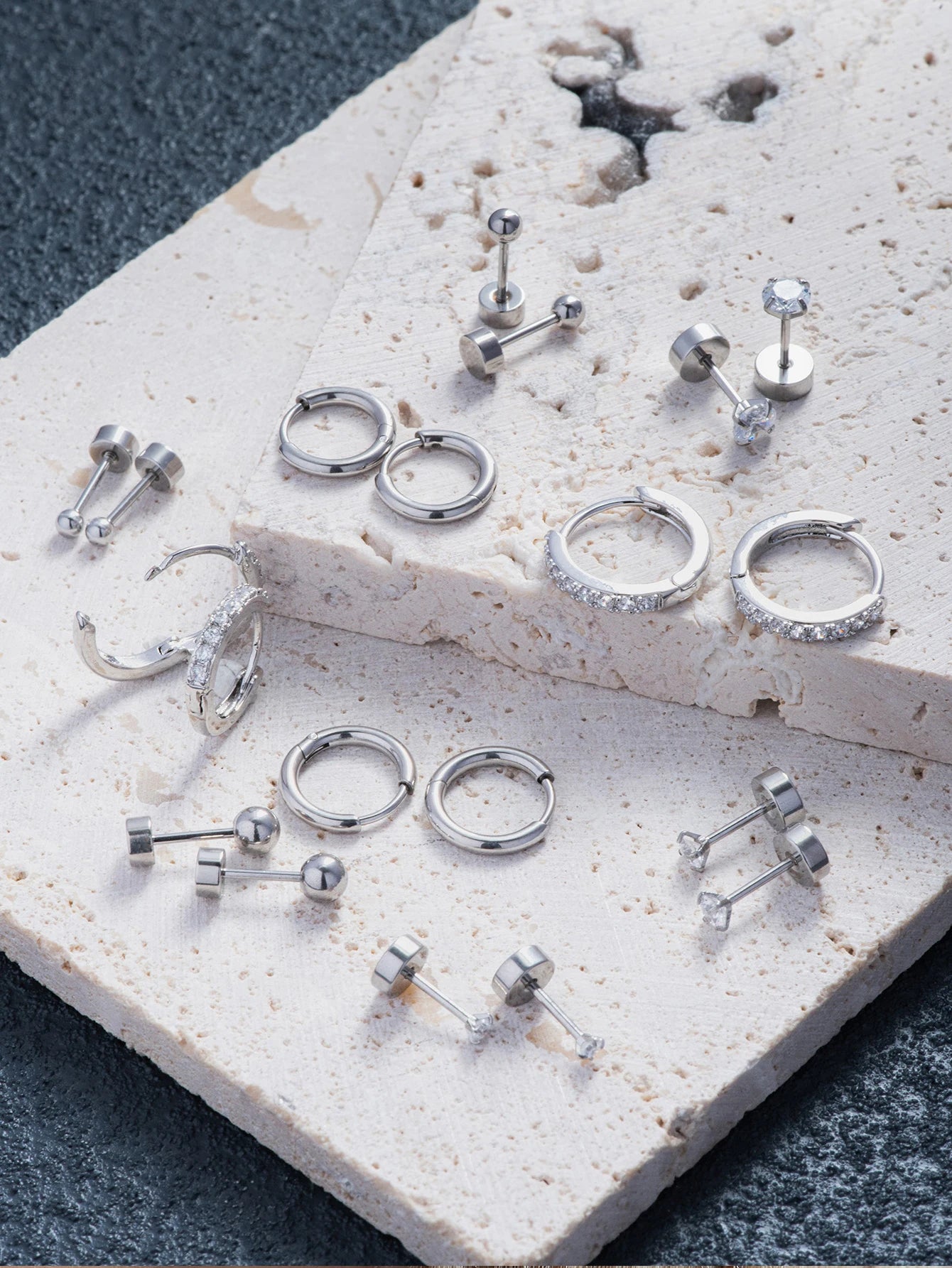Women's 10-Pair Small Gold Hoop Stud Earring Set — 18K Gold Plated Jewelry — view 8 of jewelry