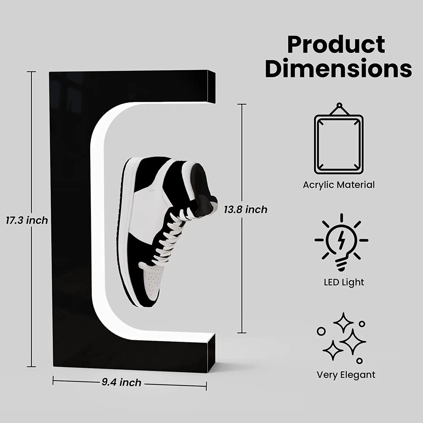 Magnetic Levitation Sneaker Display — Floating LED Shoe Stand — view 3 of shoe accessories