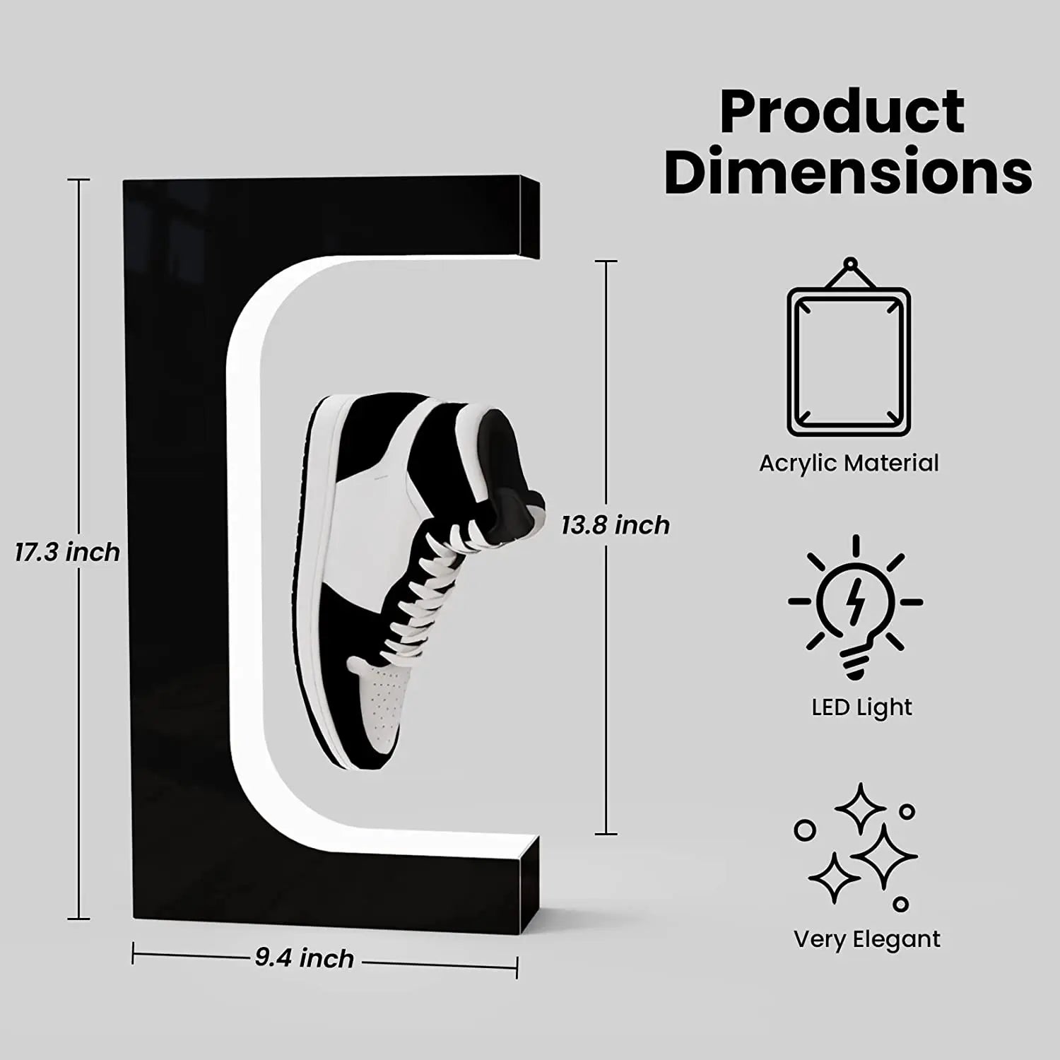 Magnetic Levitation Sneaker Display — Floating LED Shoe Stand — view 3 of shoe accessories