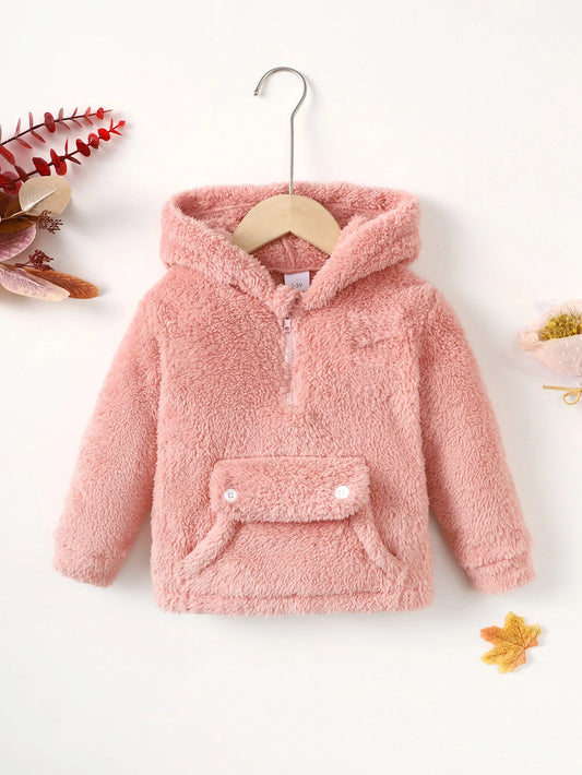 Fashion Winter Coat for Kids Girl Plush Long Sleeved Hooded Sweater Clothes in Winter Wear for 2-8Years