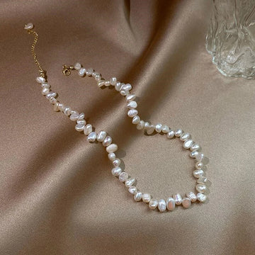 Pearl Baroque Choker Necklace — White Collarbone Chain Wedding & Fashion Piece — view 1 of necklaces