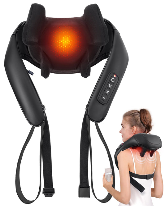 Masgre Cordless Shiatsu Back & Neck Massager with Heat — 3D Deep-Tissue Pillow — view 1 of recovery & massage