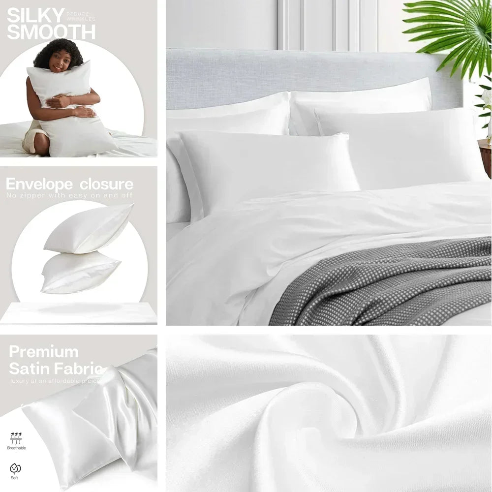 Pack Satin Pillowcases – Cooling, Super Soft Silk-Like Pillow Covers with Envelope Closure — view 4 of home & kitchen