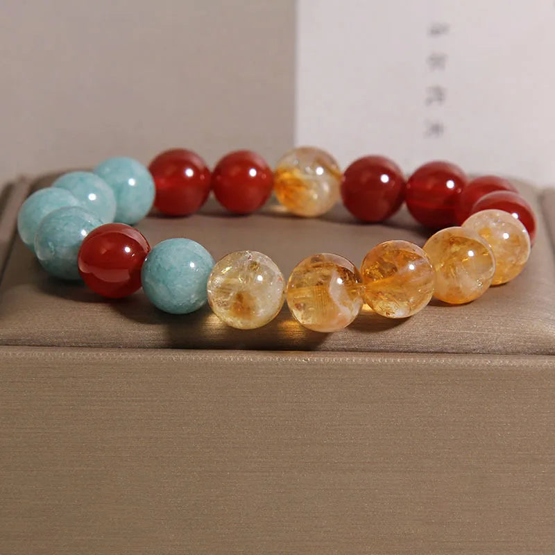 Crystal & Gemstone Yellow Tower Bracelet — Chinese Natural Citrine Light-Luxury Women's Jewelry — view 2 of crystal & gemstone