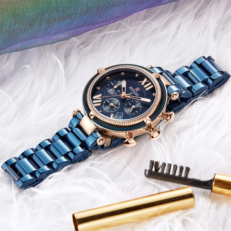 Women's Chronograph Watch — Luxury Fashion Stainless Steel Wristwatch — view 2 of watches