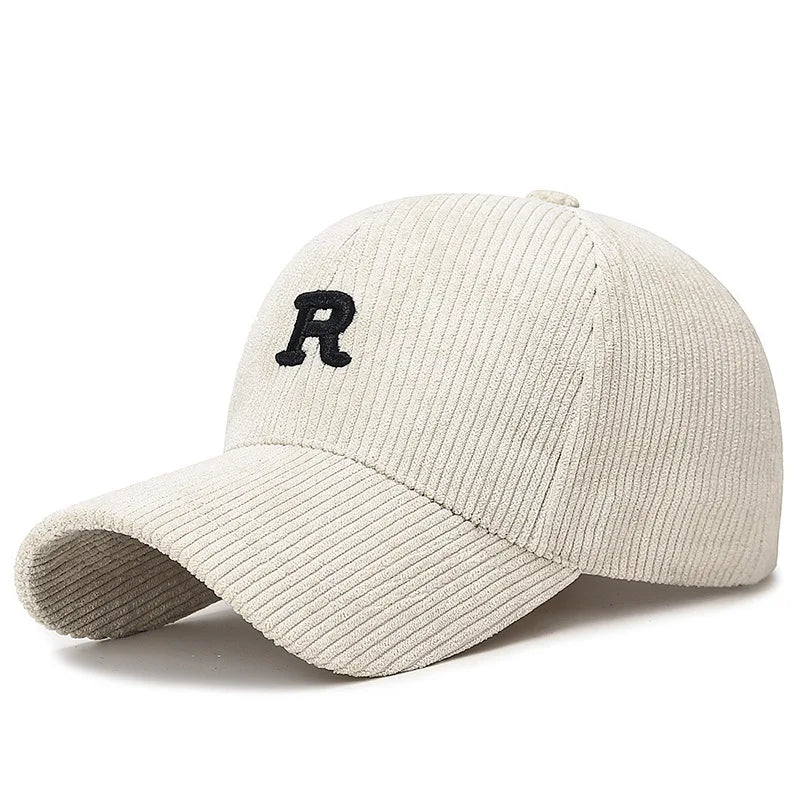 Corduroy Baseball Cap 3D-R Embroidered — Fall Winter Texture Trend Solid Adjustable Structured Hat — view 4 of hats & caps