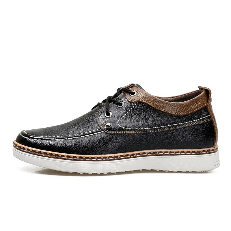 Vanmie Casual Men Shoes Genuine Leather Black Men Shoes