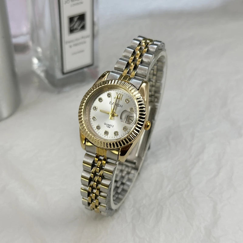 Women's Golden Steel Watch — Diamond Fashion Luxury Quartz Wristwatch — view 7 of watches