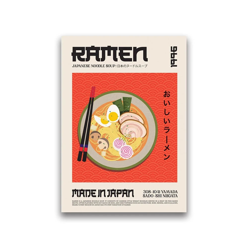 Delicious World Cuisine Canvas Poster &mdash; Pho, Ramen &amp; Tapas Wall Art for Kitchen Decor