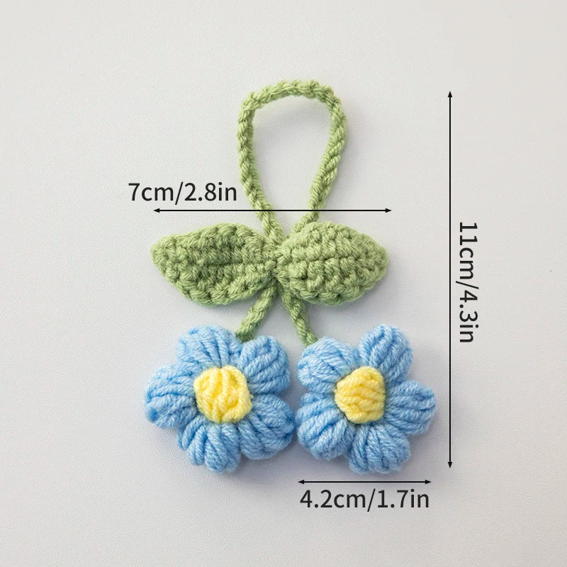 Home Decor Crochet Flower Pendant — Hand-Knitted Car Interior Hanging Decor & Bag Accessory
