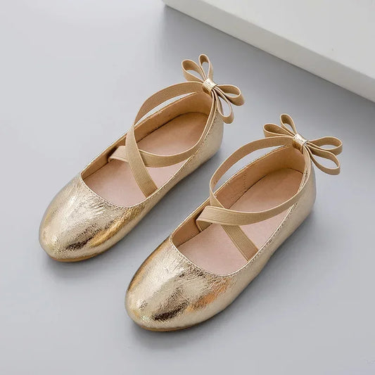 3 To 12 Gold Baby Girl Christmas Shoes Party Performance Ballet Flats Slip on Boat Shoes for Girls Dress Ballerinas Girl Shoe