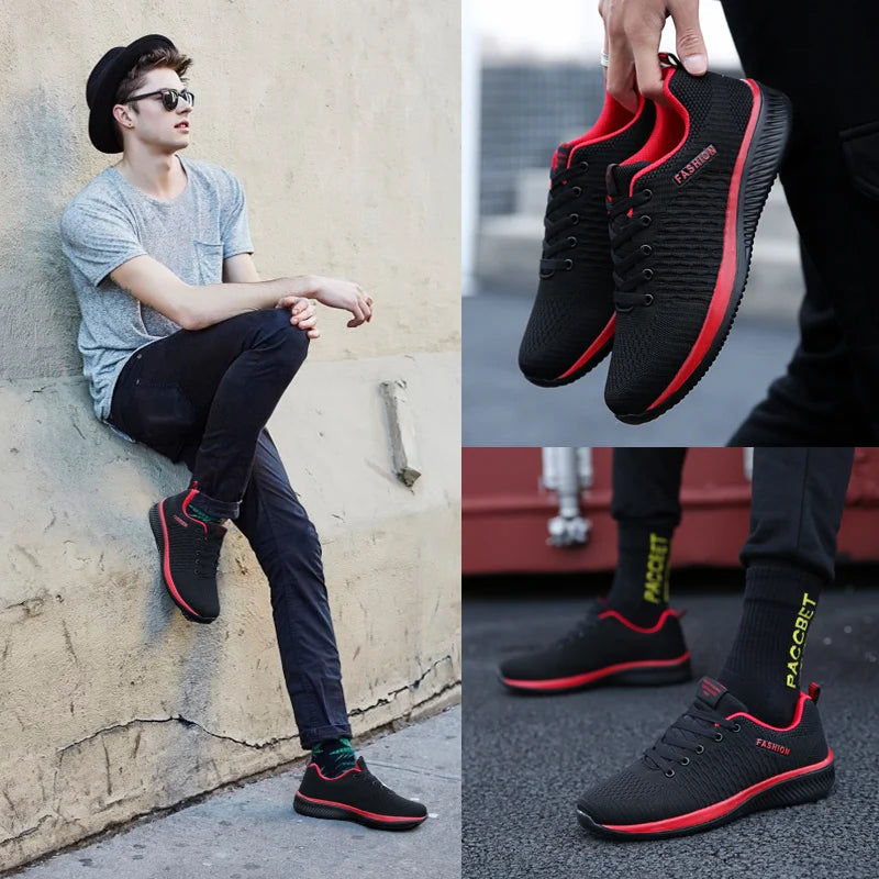 Men's Knit Sneakers — Running Walking Sock-Fit Athletic Gym Lightweight Trainers — view 6 of sneakers