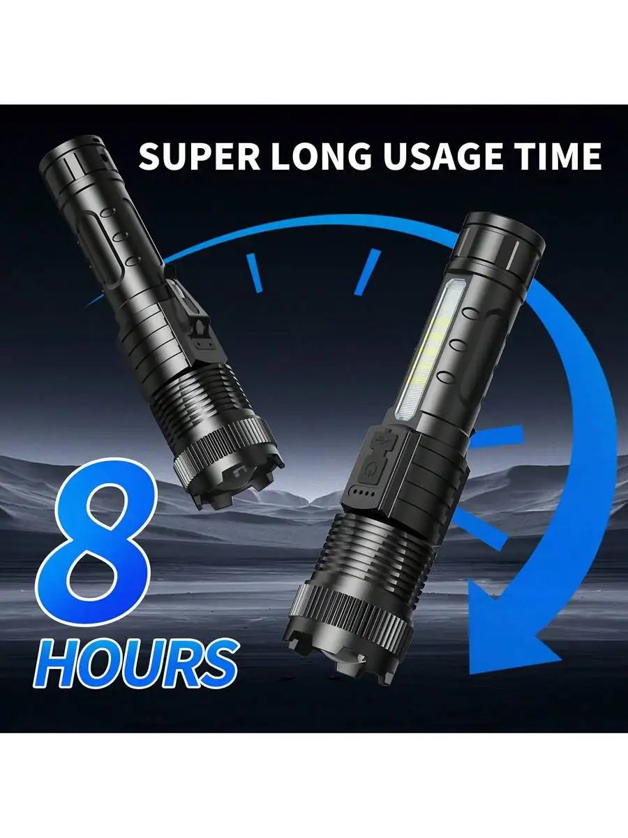 High-Lumens Rechargeable Tactical Flashlight 2-Pack — Zoom + COB Lantern — view 5 of outdoor sports
