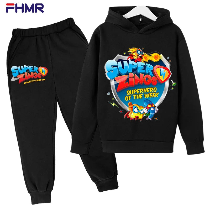 Super zings 4-14Y Kids Boys Hoodies+Pants Sets New Autumn Baby Tops Clothing Toddler Casual Sweatshirt Suit Children Clothes