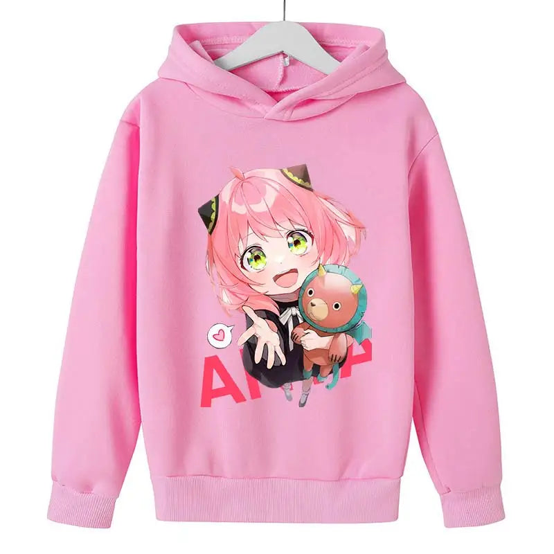 SPY X FAMILY Anya Forger Cute Girls Hoodies Cartoon Printed Kids Sweatshirt Hoodies Children's Clothing