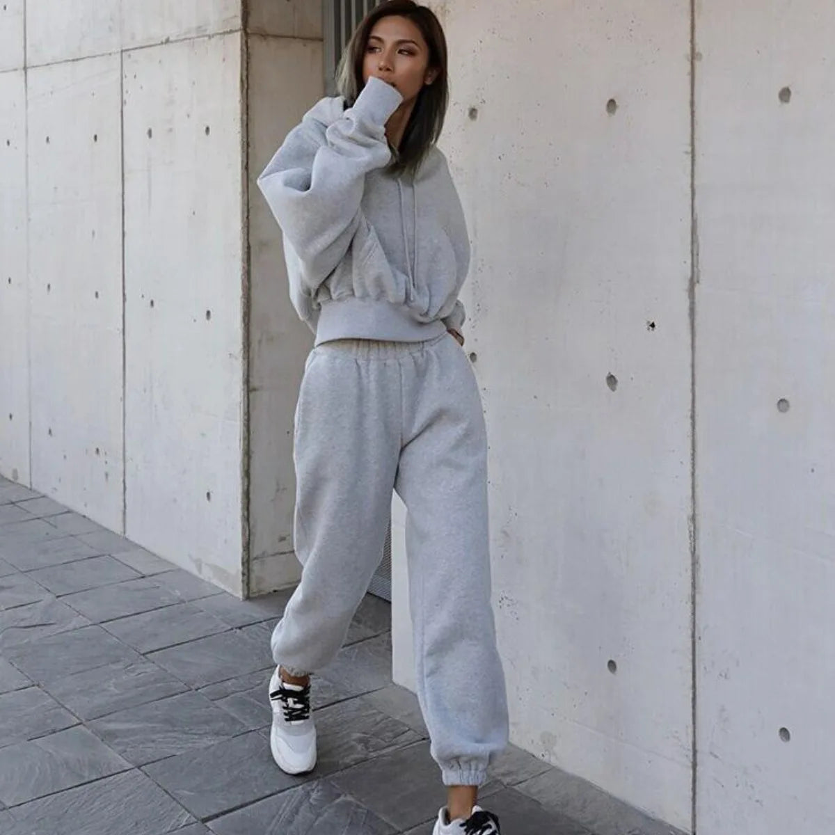Sport Thick Winter Pink Fleece Tracksuit — Women’s Sweatpants + Sweatshirt Set — view 7 of tracksuits