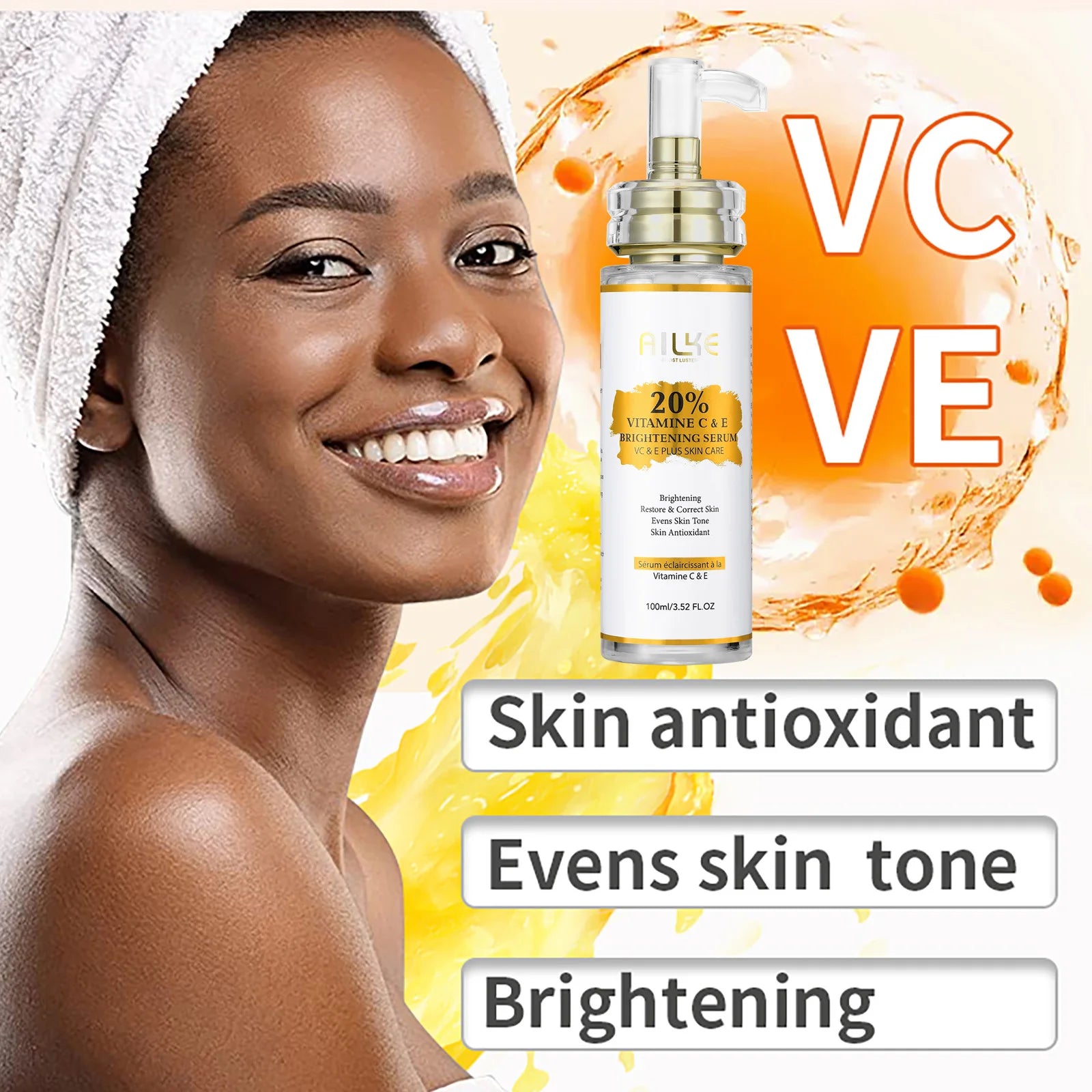 AILKE Brightening Body Lotion — Vitamin C + Hyaluronic Acid for Even Skin Tone