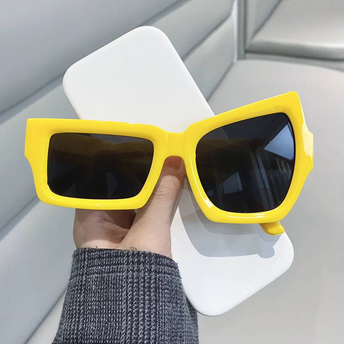 Polygon Square Sunglasses — Unisex Vintage UV400 Flat-Brow Sun Glasses — view 2 of sunglasses