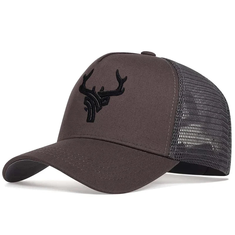 Antler Embroidery Mesh Trucker Cap - Adjustable Outdoor Adventure Hat — view 4 of trucker caps