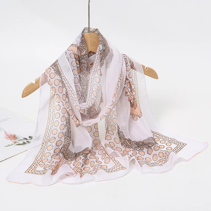 Printed Chiffon Scarf — Lightweight Sun-Protection Beach Shawl Wrap