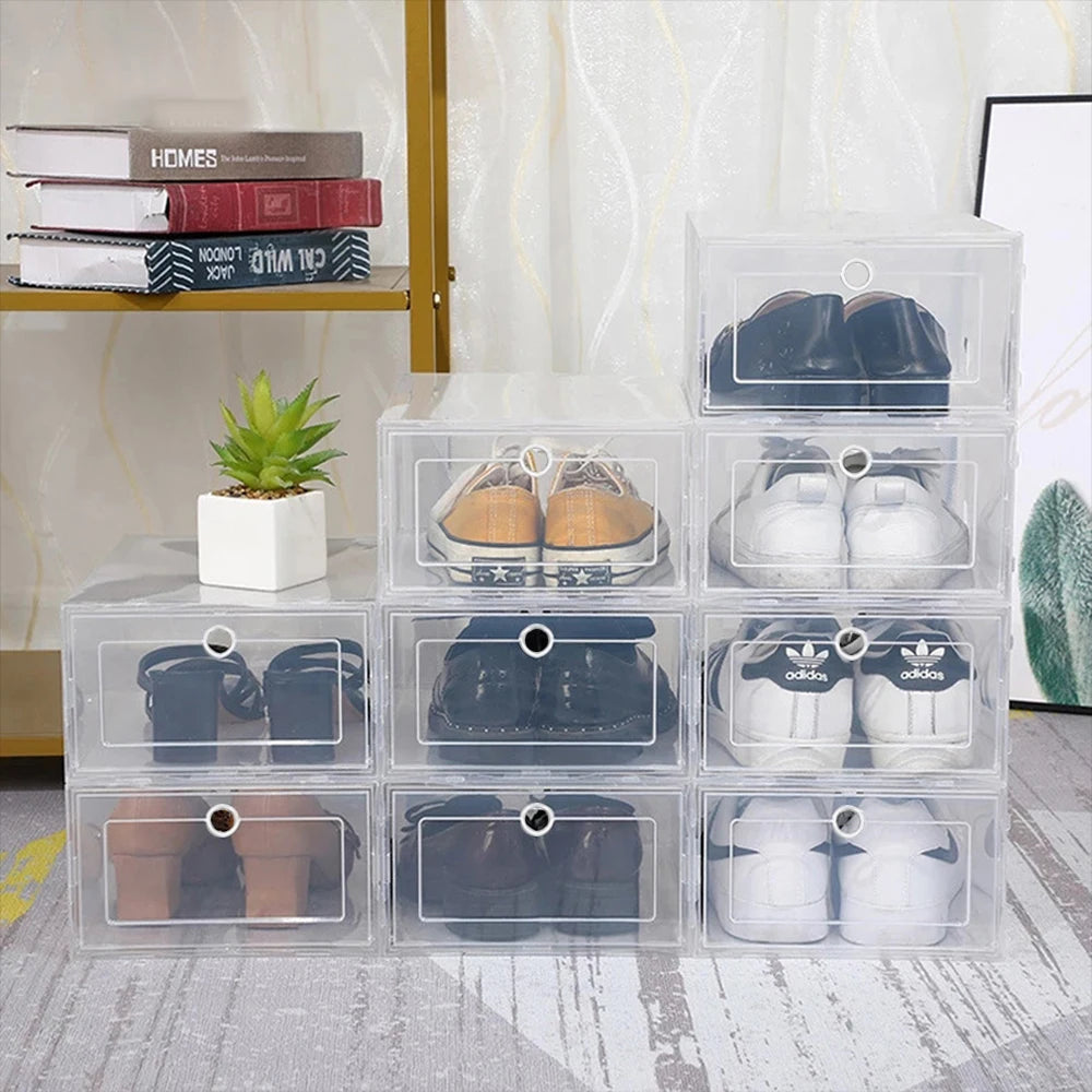 Transparent Shoe Storage Boxes — 6-Pack Foldable Stackable Organizers — view 5 of shoe accessories