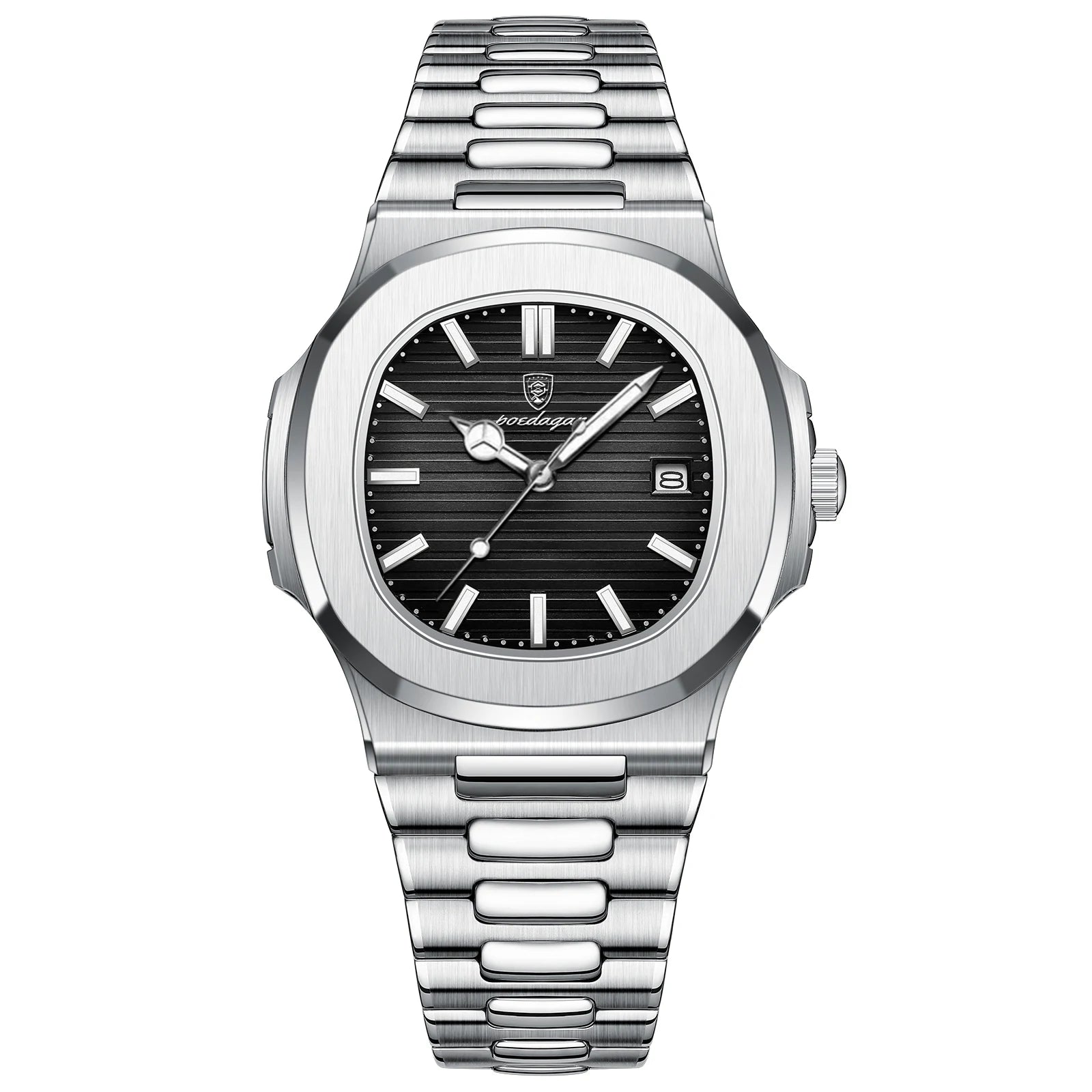 POEDAGAR Men's Square Luxury Watch — Waterproof Luminous Stainless Steel Sport Quartz Wristwatch — view 10 of watches
