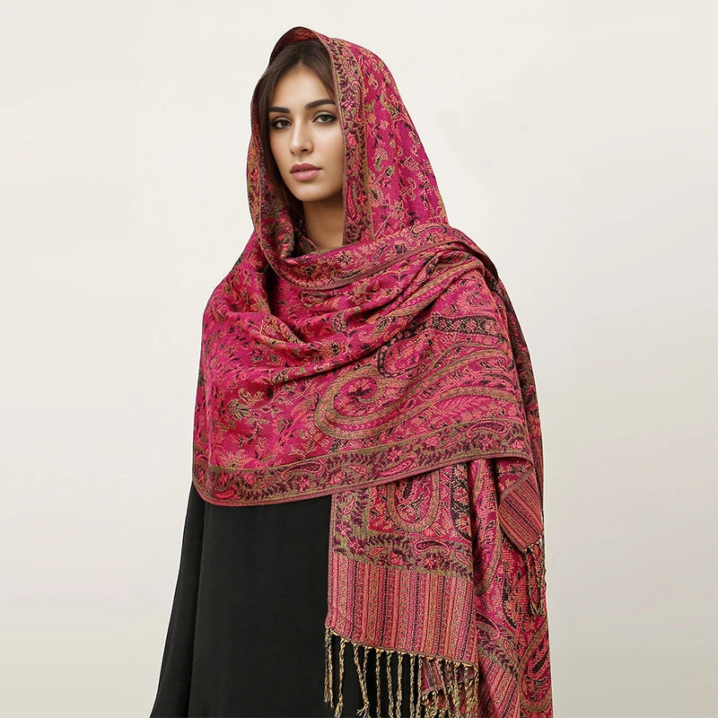 Bohemia Hijab Scarf Pashmina — Cashmere Modest-Fashion Long Shawl, Boho Print Head Wrap — view 13 of scarves & wraps