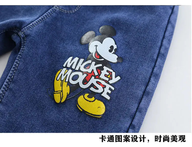 Kids’ Mickey Mouse Denim Jacket & Jeans 2-Piece Set – Casual Spring & Autumn Outfit