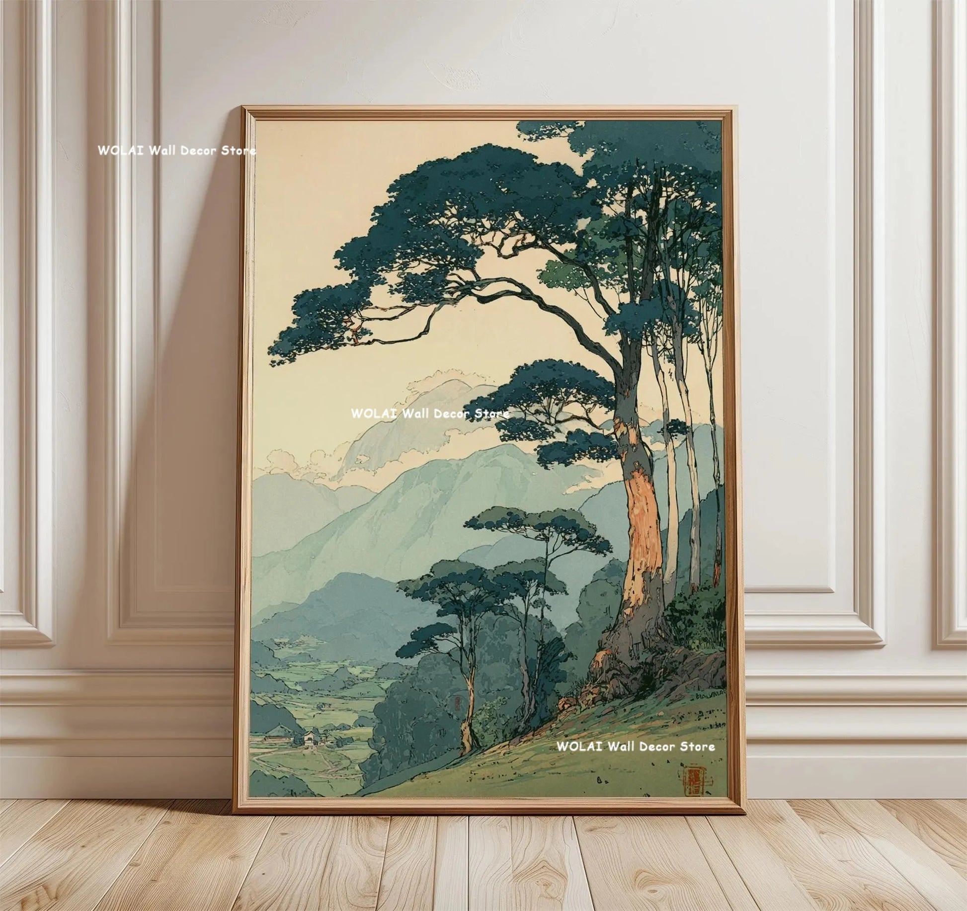 Japanese Forest &amp; Koi Fish Zen Canvas Poster &mdash; Retro Abstract Waves Wall Art for Home — view 2 of wall art & prints