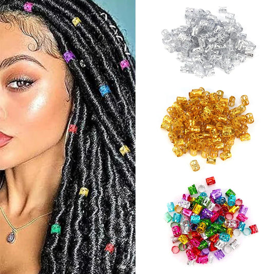 100pcs Hollow Out Hair Ring,Dreadlocks Beads Hair BraidRings Clips Dread Locks Hair Braiding Metal CuffsDecoration/Accessories