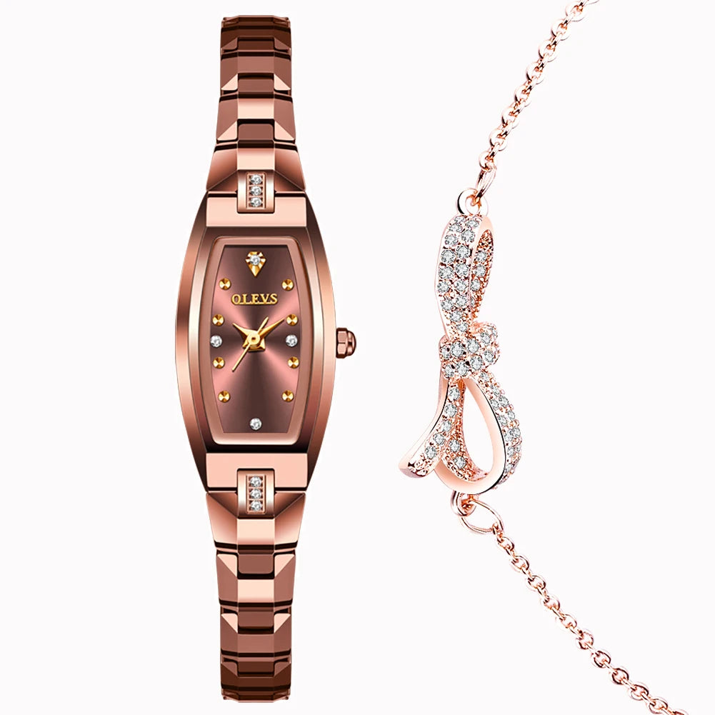 OLEVS Women's Gold & Rose Gold Watch — Luxury Diamond Quartz Wristwatch — view 9 of watches