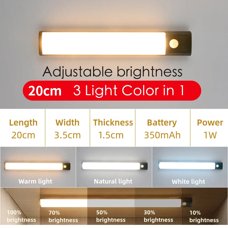 10&ndash;50cm LED Motion Sensor Night Light &mdash; Wireless USB Rechargeable Wall &amp; Under-Cabinet Lamp — view 7 of led &amp; smart lighting