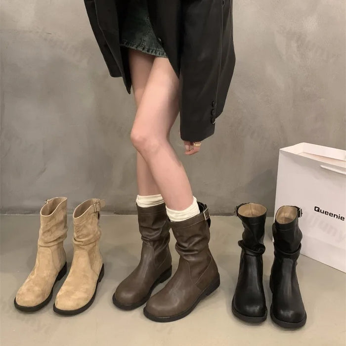 Women's Ankle Boots — Round-Toe Buckle Comfort Non-Slip Booties — view 1 of boots