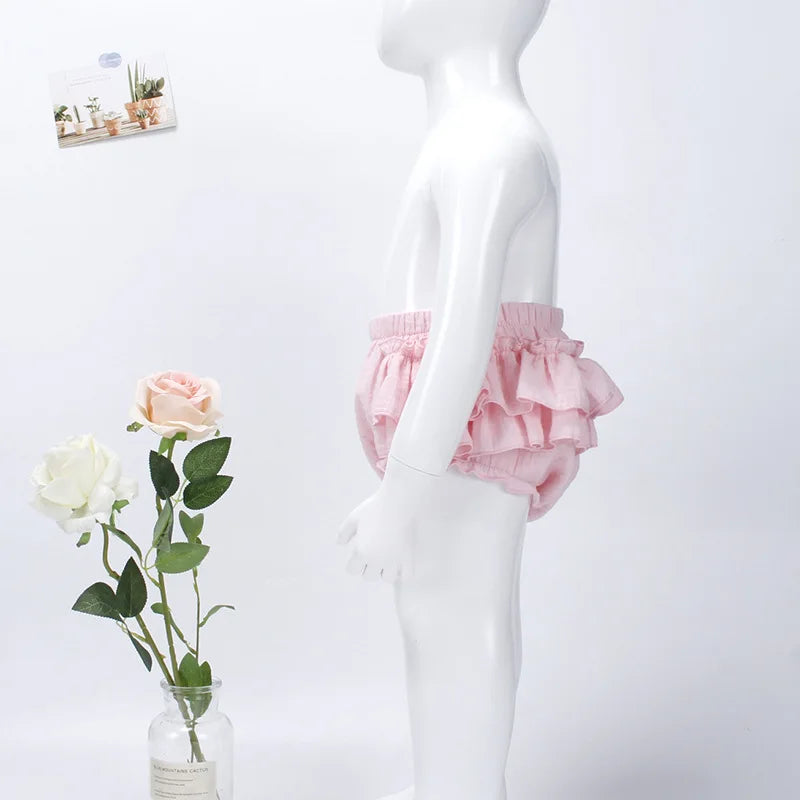 Baby Girls Double-Layer Ruffle Bloomer - Muslin Cotton Tutu Diaper Cover — view 5 of baby bottoms