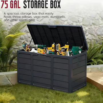 Storage Organizer 75-Gallon Outdoor Deck Box — Lockable Heavy-Duty Plastic Patio Container — view 1 of storage & organisation