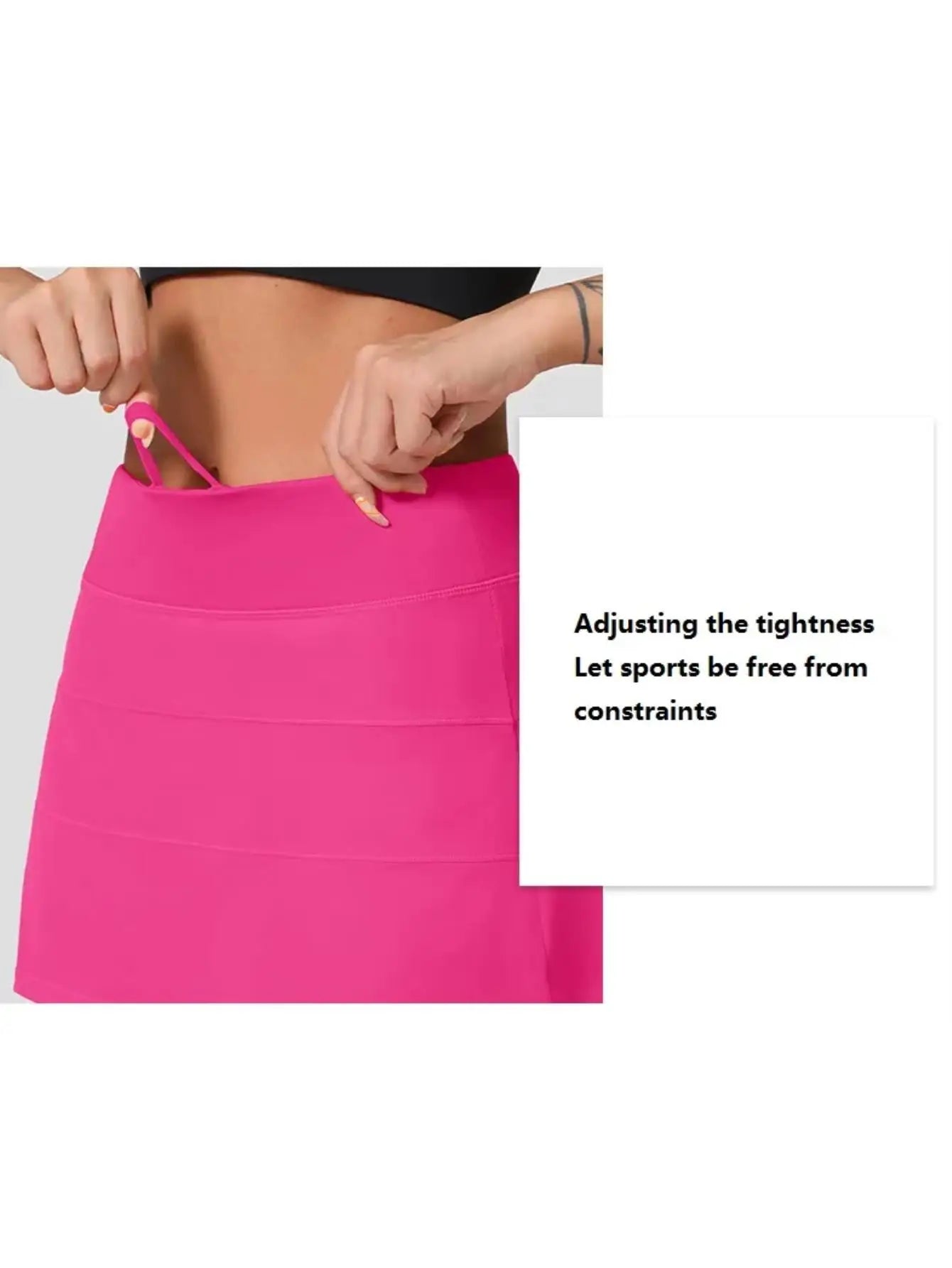 Tennis Golf Skort — High-Waist with Inner Shorts in Bright Pink — styled look