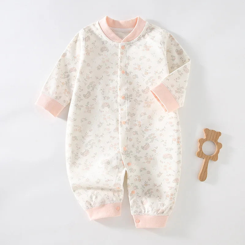 Newborn Cotton Onesie Romper - Cartoon Bear & Star Print for Spring/Autumn — view 2 of baby rompers